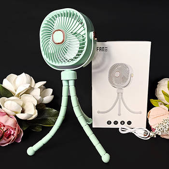 Портативний вентилятор "Восьминіг" з гнучким штативом 22 см Салатовий колір Luna