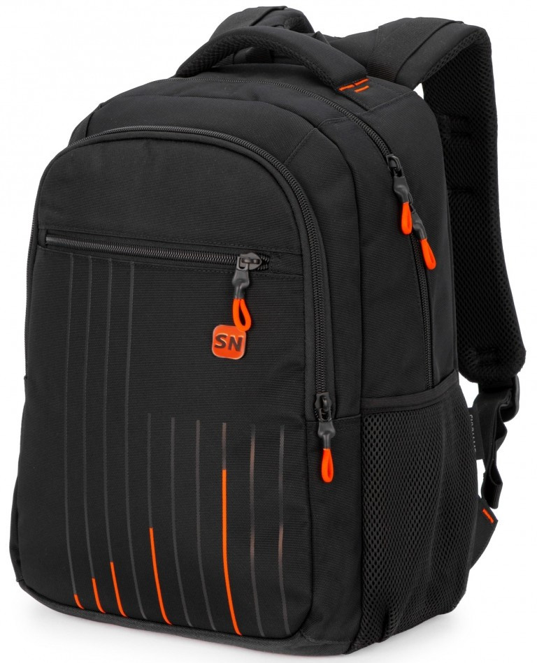 Рюкзак шкільний ортопедичний для хлопчика підлітковий 5-11 клас чорний з помаранчевим SkyName 90-141