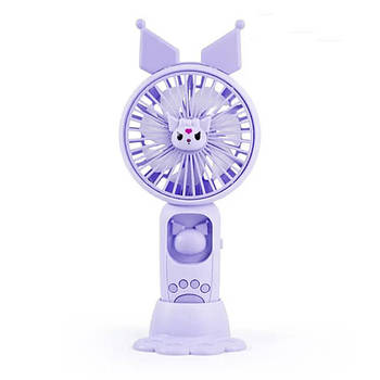 Дитячий портативний міні-вентилятор Куромі з підсвічуванням 22 см Бузковий колір Luna
