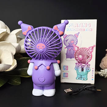Дитячий портативний міні-вентилятор "Куромі" 14 см Бузковий колір Luna