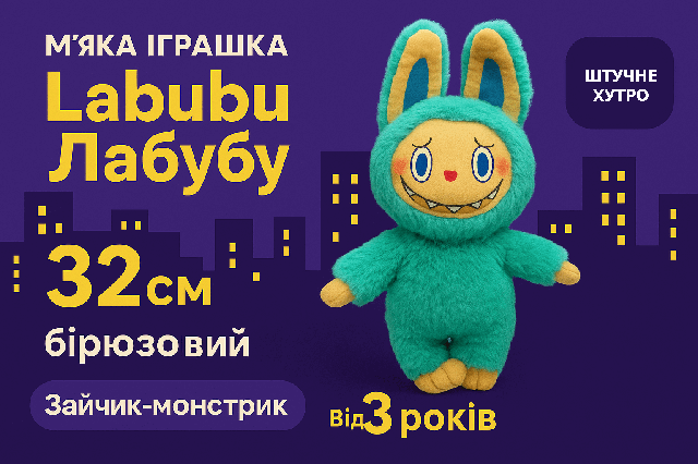 М'яка іграшка Лабубу Labubu 32 см