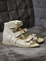 Дитячі шкіряні ортопедичні босоніжки з супінатором на липучках 33 розмір, фото 2