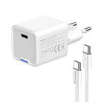 Зарядний пристрій мережевий Type-C + кабель Type-C PD 30W білий GaN Mini ColorWay, фото 6