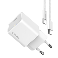 Зарядний пристрій мережевий Type-C + кабель Type-C PD 30W білий GaN Mini ColorWay, фото 5