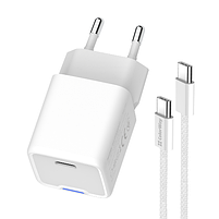 Зарядний пристрій мережевий Type-C + кабель Type-C PD 30W білий GaN Mini ColorWay, фото 4