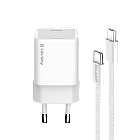 Зарядний пристрій мережевий Type-C + кабель Type-C PD 30W білий GaN Mini ColorWay, фото 3