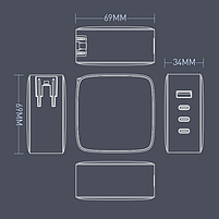 Зарядний пристрій мережевий USB/3Type-C PD 100W чорний GaN ColorWay, фото 2