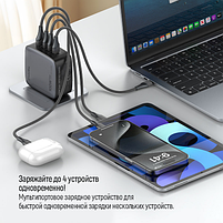 Зарядний пристрій мережевий USB/3Type-C PD 100W чорний GaN ColorWay, фото 4