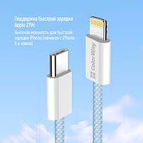 Кабель USB PD Type-C/Lightning ColorWay CW-CBPDCL061-BL 27W 1м синій, фото 9