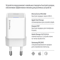Зарядний пристрій мережевий Type-C + кабель Type-C PD 25W білий GaN Mini ColorWay, фото 3