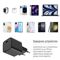 Зарядний пристрій мережевий Type-C PD 25W чорний GaN Mini ColorWay, фото 10