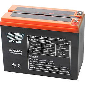 Тягова акумуляторна батарея AGM OUTDO 6-DZM-35 (EVF-35), 12 V 35 Ah, ( 223 х 105 х 174 ), Q1