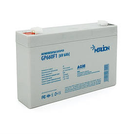Акумуляторна батарея MERLION AGM GP660F1 6 V 6 Ah ( 150 x 35 x 90 (100)) White Q10