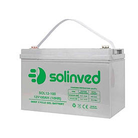 Акумуляторна батарея SOLINVED 100-12 GEL 12 V 100 Ah (330 x 173 x 218), 30.4 kg Grey Q1/48
