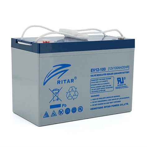 Тяговий акумулятор RITAR EV12-100,12V 100Ah, M8 (328 х 172 х 215(220)),29kg Q1, фото 1
