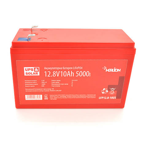 Літій-залізо-фосфатний акумулятор Merlion LiFePO4 12.8V 10AH (4S3P/BMS-10A), (151x99x99) for UPS, до 5000, фото 1
