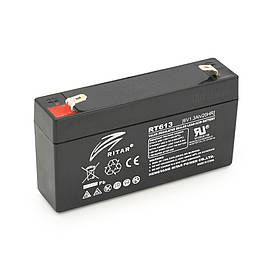 Акумуляторна батарея AGM RITAR RT613, Black Case, 6 V 1.3 Ah (97х24х 52 (58) ), 0.305 kg Q20