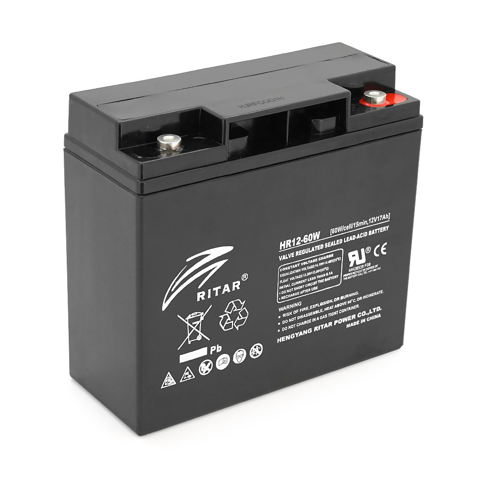 Акумуляторна батарея AGM RITAR HR12-60W, Black Case, 12 V 17.0 Ah ( 181 х 77 х 167 (167 ) 4.80 kg Q4