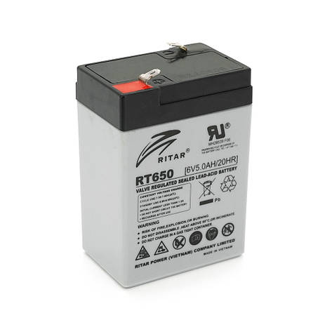 Акумуляторна батарея AGM RITAR RT650, Gray Case, 6 V 5 Ah ( 70х47х 99 (107) ), 0.695 kg Q20, фото 1