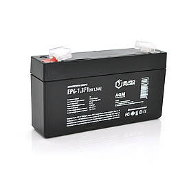Акумуляторна батарея EUROPOWER AGM EP6-1.3F1 6 V 1.3 Ah (95 x 25 x 50 (55) ), 0.25 kg Black Q40