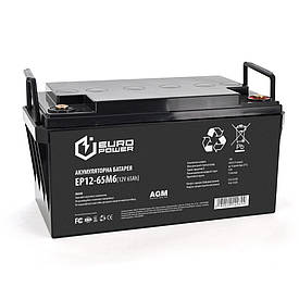 Акумуляторна батарея EUROPOWER AGM EP12-65M6 12 V 65 Ah ( 348 x 168 x 178) Black Q1/48