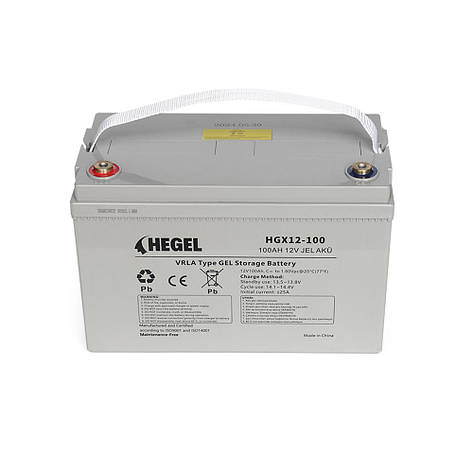 Акумуляторна батарея HEGEL GEL 100-12 12 V 100 Ah (330x171x220 mm), 28kg, фото 3