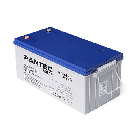 Акумуляторна батарея PANTEC 200-12 GEL 12 V 200 Ah (522 x 240 x 224), 60.3 kg Grey Q1/48, фото 1