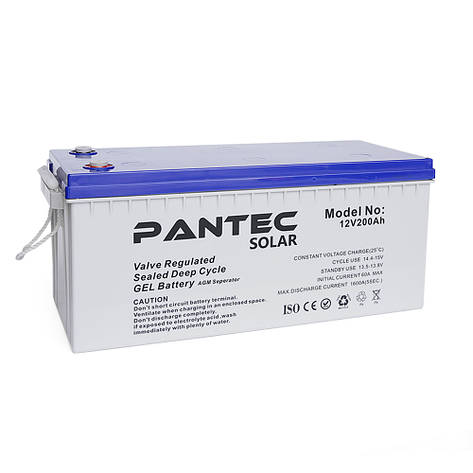 Акумуляторна батарея PANTEC 200-12 GEL 12 V 200 Ah (522 x 240 x 224), 60.3 kg Grey Q1/48, фото 3