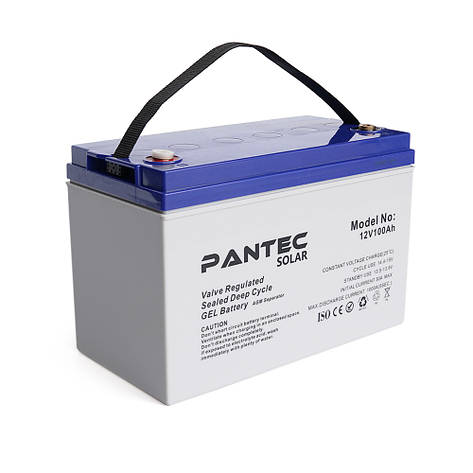 Акумуляторна батарея PANTEC 100-12 GEL 12 V 100 Ah (330 x 173 x 218), 30.4 kg Grey Q1/48, фото 1