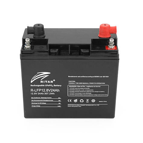 Акумуляторна батарея Ritar LiFePO4 12,8 V 24 Ah BMS2P4S ( 180 x 165 x 73 (160) ), 3,0kg Q4, фото 3
