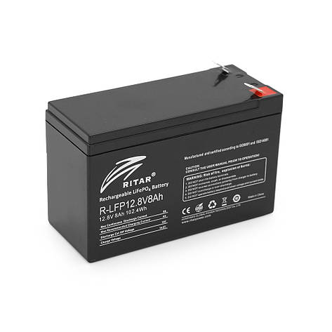 Акумуляторна батарея Ritar LiFePO4 12,8 V 8 Ah BMS4A@4S (150 x 65 x 95 (100) ) 1.0kg Q10, фото 1