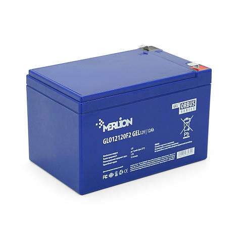 Акумуляторна батарея MERLION ORBUS GLO12120F2 12 V 12 Ah ( 150 x 98 x 95 (100) ), 3.3 kg BLUE Q6/252, фото 1