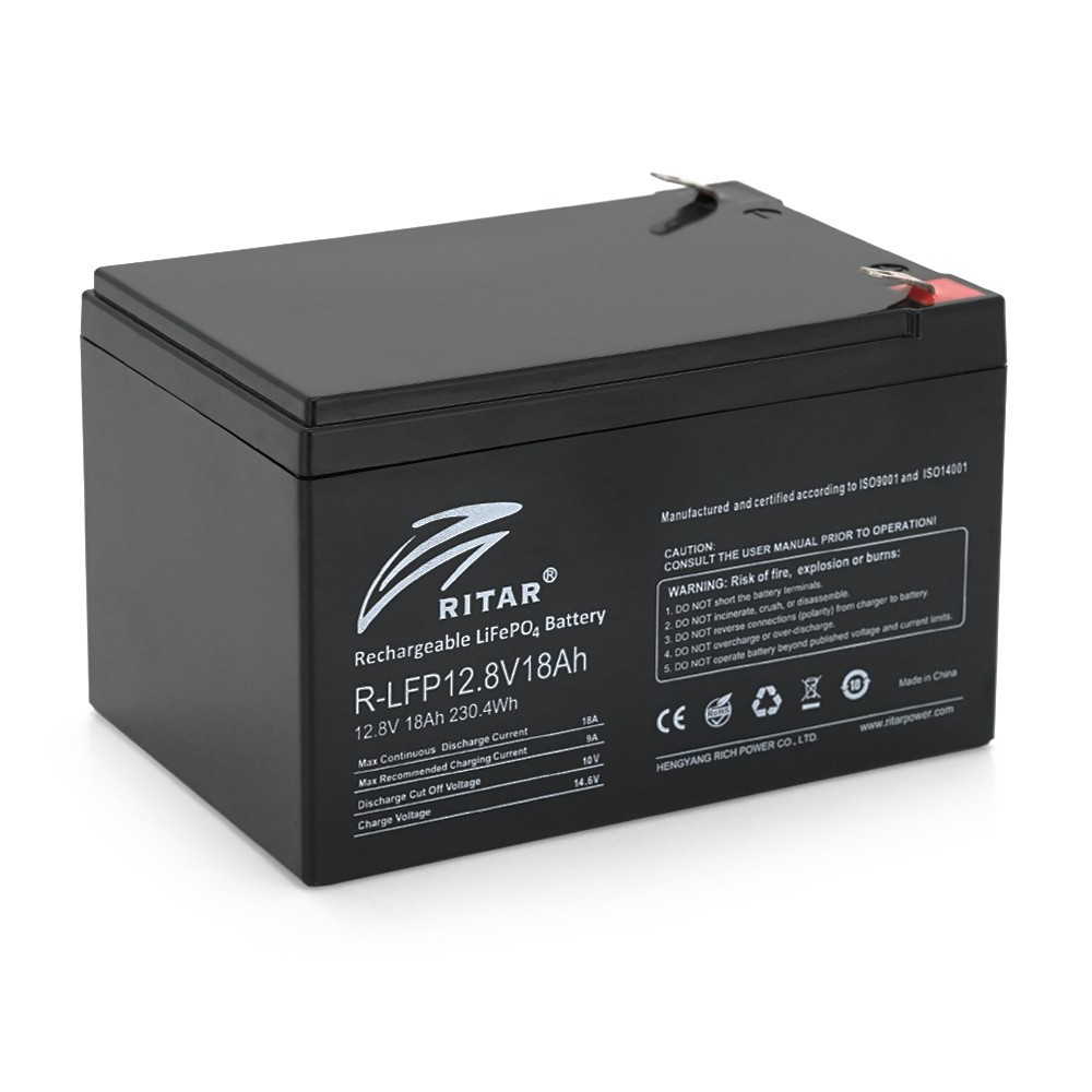 Акумуляторна батарея Ritar LiFePO4 12,8V 18Ah 230.4WH BMS9A@4SS ( 150 x 98 x 95 (100) ) Q6