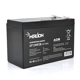 Акумуляторна батарея MERLION AGM GP1290F2B 12 V 9 Ah ( 150 x 65 x 95 (100) ), 2.175kg Black Q10/480