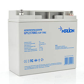 Акумуляторна батарея MERLION AGM GP12170M5 12 V 17 Ah ( 180 x 78 x 165 (168)), 4,5 kg Q4/192
