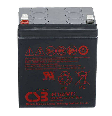 Акумуляторна батарея CSB HR1227WF2, 12 V 6,5 Ah (90х70х106 мм), 1.97 kg Q10, фото 1
