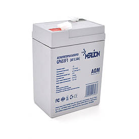Акумуляторна батарея MERLION AGM GP655F1 6 V 5.5 Ah (70 x 47 x 100 (105)), 0.75 kg White Q20/2400