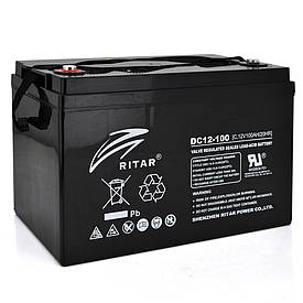 Акумуляторна батарея CARBON RITAR DC12-100C, Black Case, 12V 100.0Ah, 2000-5000 циклів, до 15 років термін