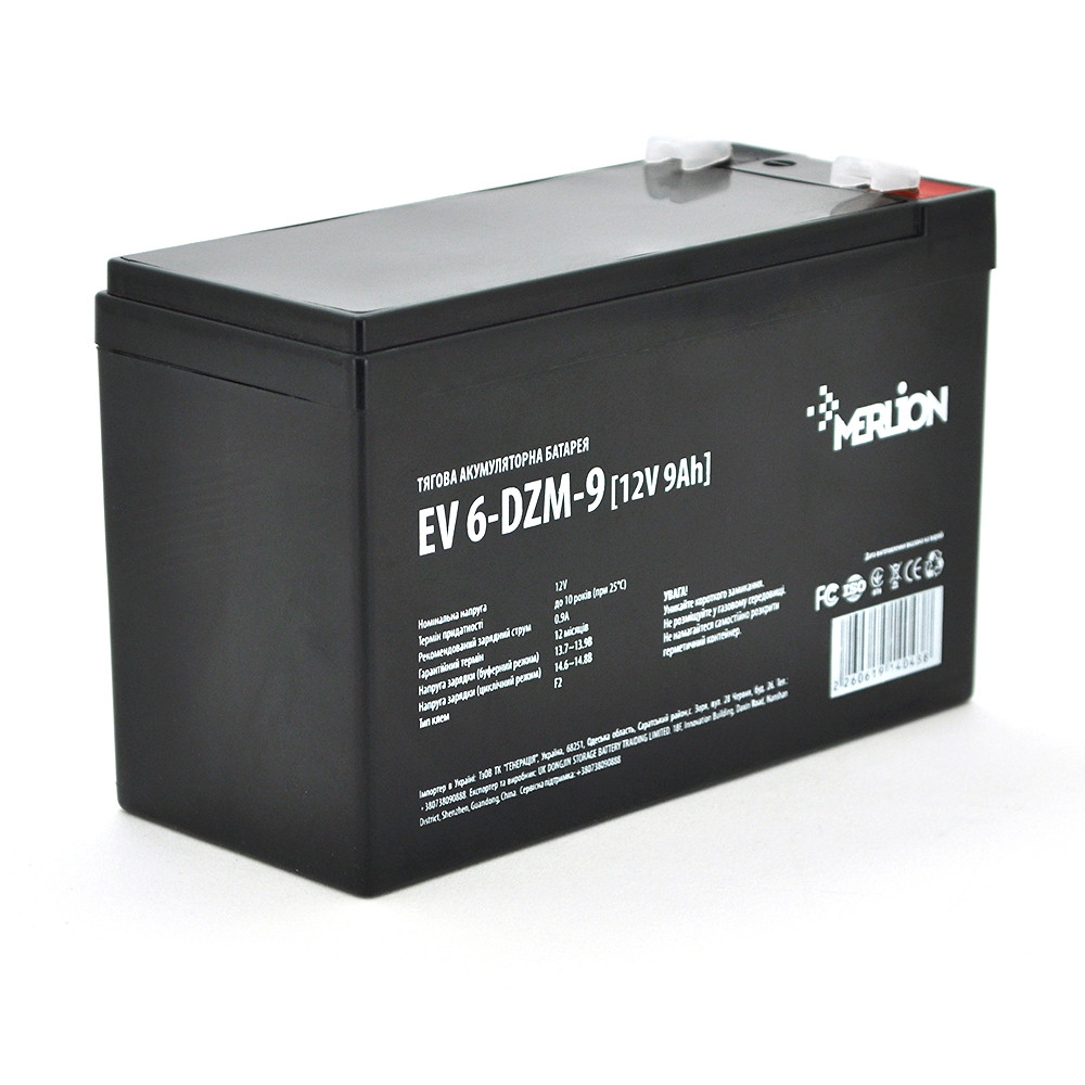 Тягова акумуляторна батарея Merlion EV 6-DZM-9, 12 V 9 Ah F2 (151*65*93),2.4 kg Q10