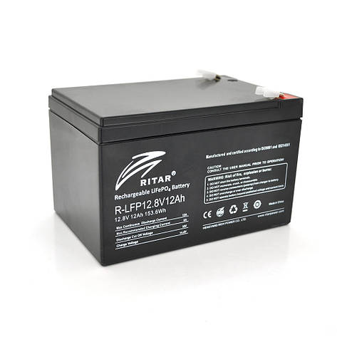Акумуляторна батарея Ritar LiFePO4 12,8V 12Ah 153,6Wh BMS6A@4S ( 150 x 98 x 95 (100) ) Q6, фото 1