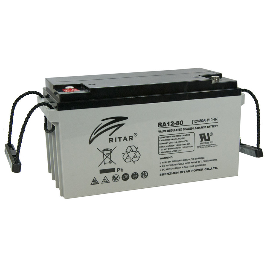 Акумуляторна батарея AGM RITAR DC12-80, Gray Case, 12 V 80 Ah ( 350 x 167 x 182 ), 22.9 kg Q1