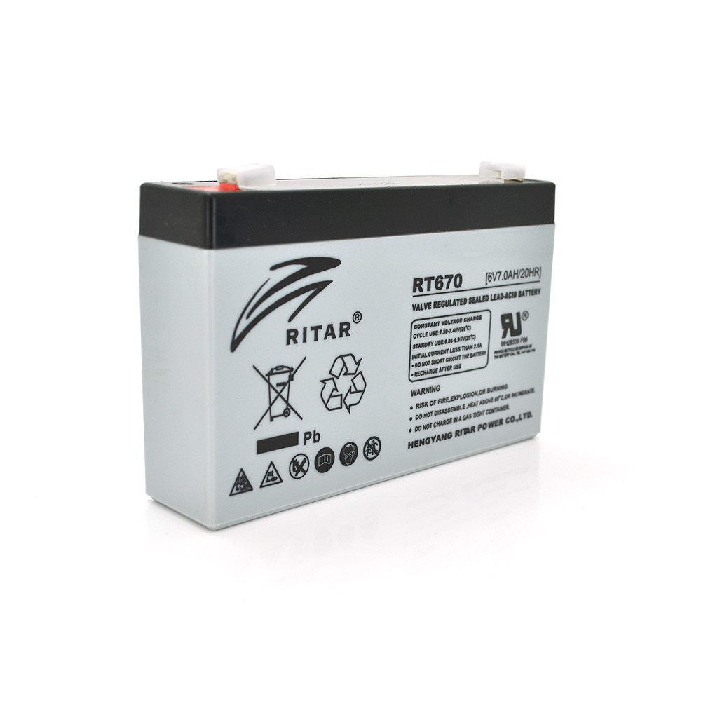 Акумуляторна батарея AGM RITAR RT670, Black Case, 6 V 7.0 Ah (151х34х94 (100) ), 1.02 kg Q20