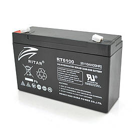 Акумуляторна батарея AGM RITAR RT6100, Black Case, 6 V 10 Ah ( 150 х 50 х 93 (99)), 1.58 kg Q10