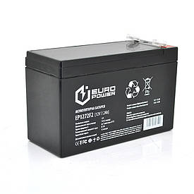 Акумуляторна батарея EUROPOWER AGM EP12-7.2F2 12 V 7,2 Ah ( 150 x 65 x 95 (100) ), 1.8 kg Black Q10