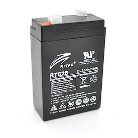 Акумуляторна батарея AGM RITAR RT628, Black Case, 6 V 2.8 Ah ( 66х34х 97 (103) ), 0.57 kg Q25