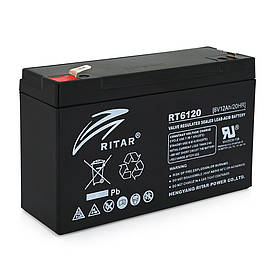Акумуляторна батарея AGM RITAR RT6120A, Black Case, 6 V 12 Ah ( 150 х 50 х 93 (99)), 1.66kg Q10