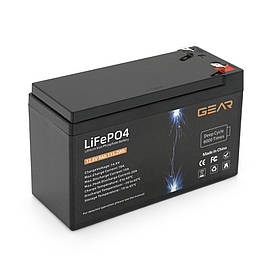 Літій-залізо-фосфатний акумулятор GEAR LiFePO4 12.8V 9AH (BMS-10A/10 A), (150x65x95), 1kg до 6000 циклів, Q8