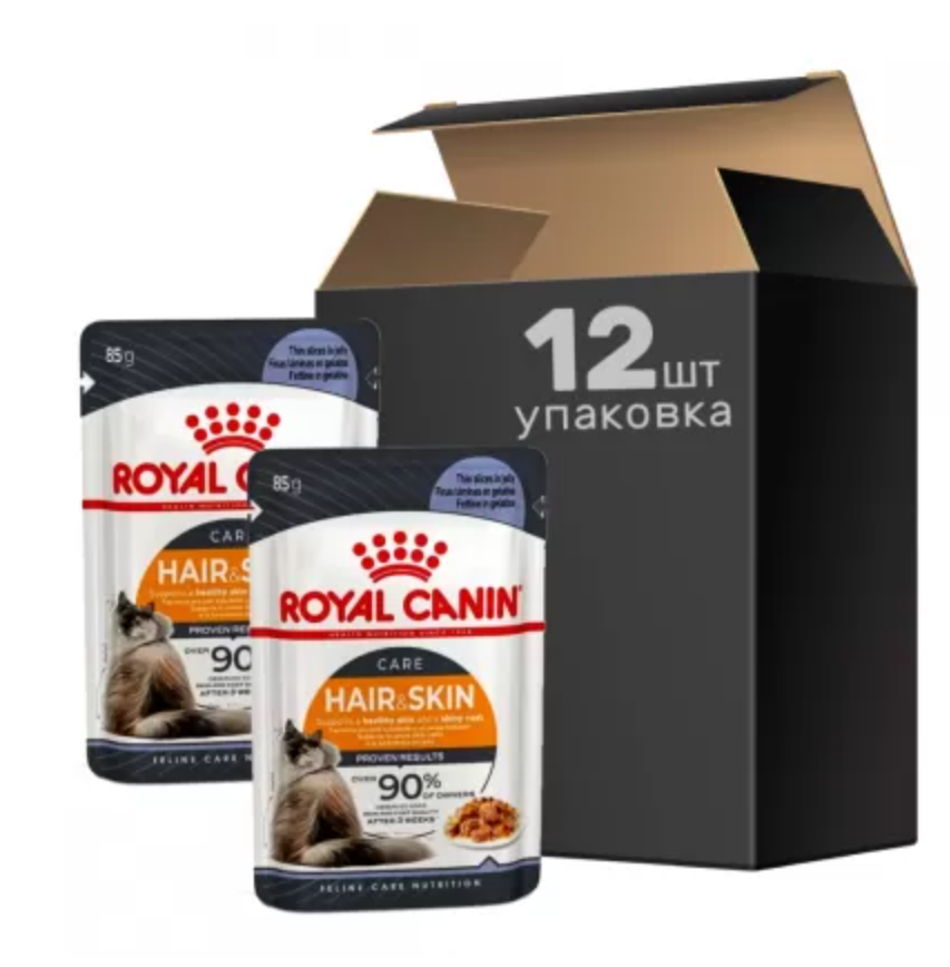 Royal Canin Intense в желе 85 г*12 шт — паучі для підтримання краси шерсті котів