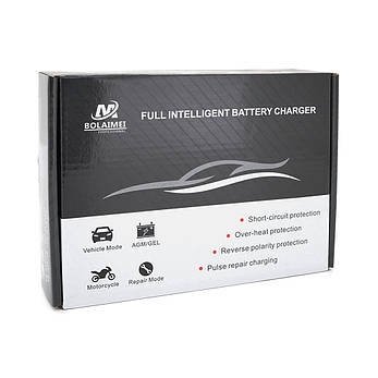 Автоматичний ЗП для акумулятора 6V/12V, BLM-B02,100-240 V, 1,5 A, LCD, клеми (AGM/GEL/Lead), фото 3