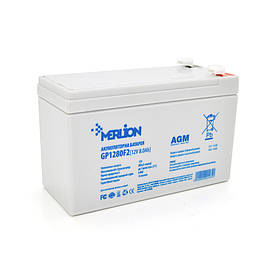 Акумуляторна батарея MERLION AGM GP1280F2 12 V 8,0 Ah ( 150 x 65 x 95 (100) ), 1.7kg White Q10/420